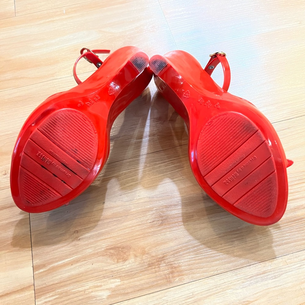 Melissa Red Floral Bow Ankle-Strap Sandals - Picture 14 of 16
